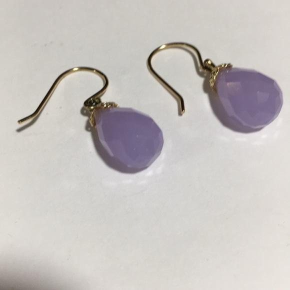 ROSS-SIMONS GOLD PLATED PURPLE JADEITE EARRINGS - Picture 3 of 8